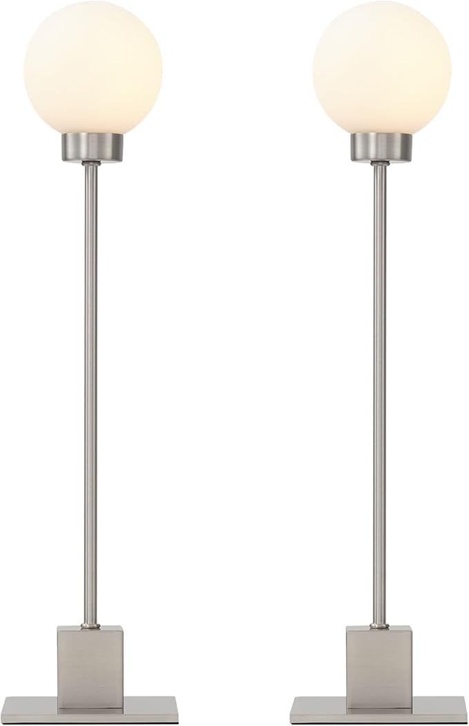 Small Lamps for Nightstand, Silver Touch Dimmable Table Lights, 3-Way Control Bedside Desk Lighting, Satin Nickel Modern Accent Home Decor, Plug in and Play, G9 Bulb Installed(Brushed Steel, Pack 2)