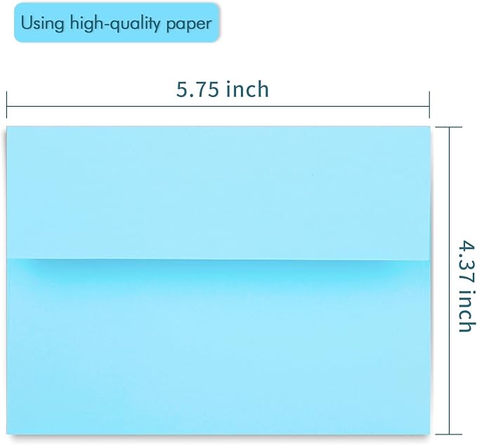 100 Pack A2 Baby Blue Envelopes Self Sealing Adhesive Perfect for Weddings, RSVP, Invitations, Baby Shower,Greeting Cards,Announcements, Thank You Notes| A2(4.375 x5.75 Inches)