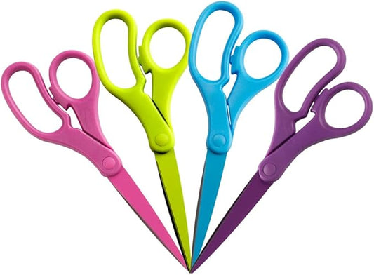 JAM PAPER Multi-Purpose Precision Scissors Set - 8 Inch - Spring Assortment - Ergonomic Handle & Stainless Steel Blades - 4/Pack