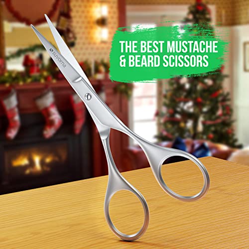 Suvorna small scissors for beard, mustache, facial, nose, eyebrow, and ear hair - Hair scissors for cutting, trimming & grooming - Made with 4.5" stainless steel for barbers, professional, & home user