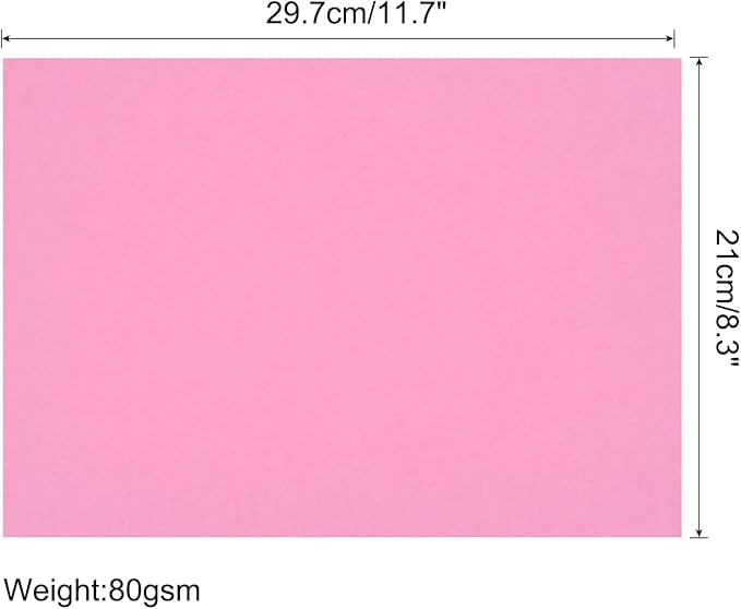 MECCANIXITY 125 Sheets A4 Colored Print Copy Paper 8.5" x 11" Origami Paper Printer Paper 80gsm for Printing, Document Copying, Art Craft, Pink