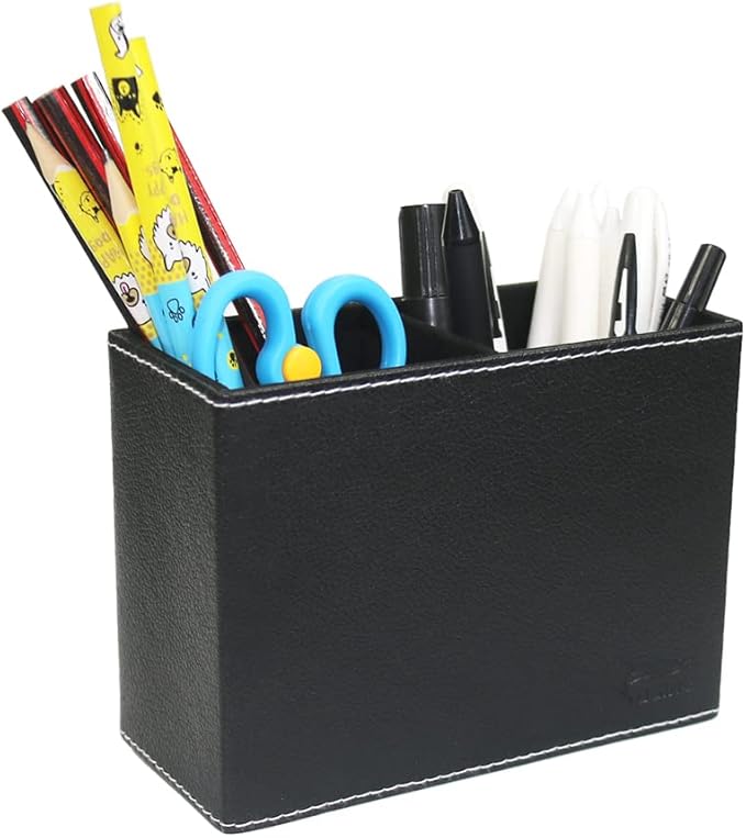 Pen Pencil Holder Cup Container PU Leather Desk Organizer Stand Decor Brush Scissor Holder Decoration Office Desk Home School