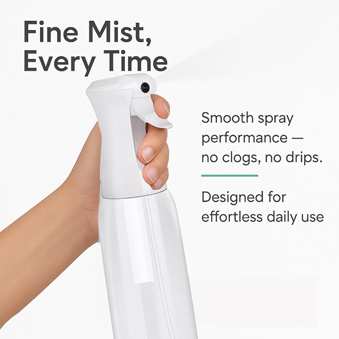VIGOR PATH Ultra-Fine Mist Spray Bottle – Continuous Mister for Hair, Plants & More | Professional Refillable Spray Bottle for Salon, Barber, and Home Use | 500ml (17oz), Clear