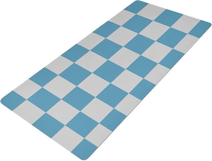 Mouse Pad Desk Mat Leather Desk Pad Large Gaming Desk Cover Protector Mat for Keyboard Computer Laptop Office Waterproof 35.4 x 16.5 Inch Checkered Blue and White