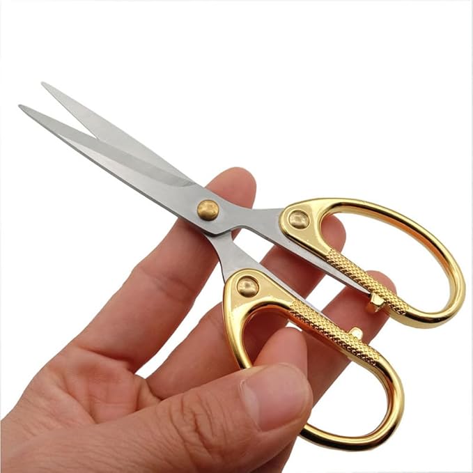 5" Small Sewing Scissors All Purpose Scissors Stainless Steel Tip Shears DIY Tools Office Scissor for Home Office School Sewing Fabric Handcraft Craft Art Work Needlework Everyday Use Gold