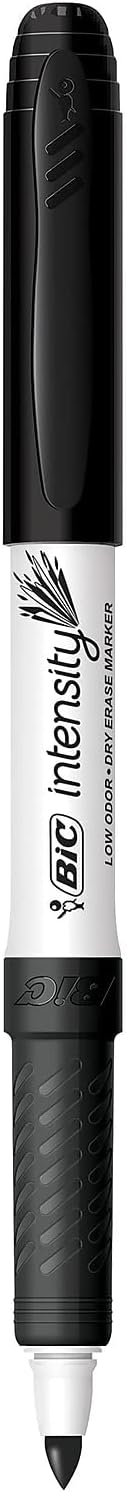 BIC Intensity Black Low Odor Dry Erase Markers, Fine Tip, 12-Count Pack of Erasable Markers With Low-Odor Ink for a Pleasant Writing Experience