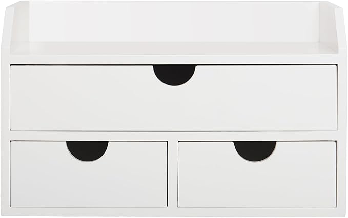 ZGZD Elegant Wooden Desk Organizer with 3 Drawers – Premium Tabletop Office Supplies Storage for Home & Office – Stylish, Space-Saving, Multi-Functional Desk Accessories