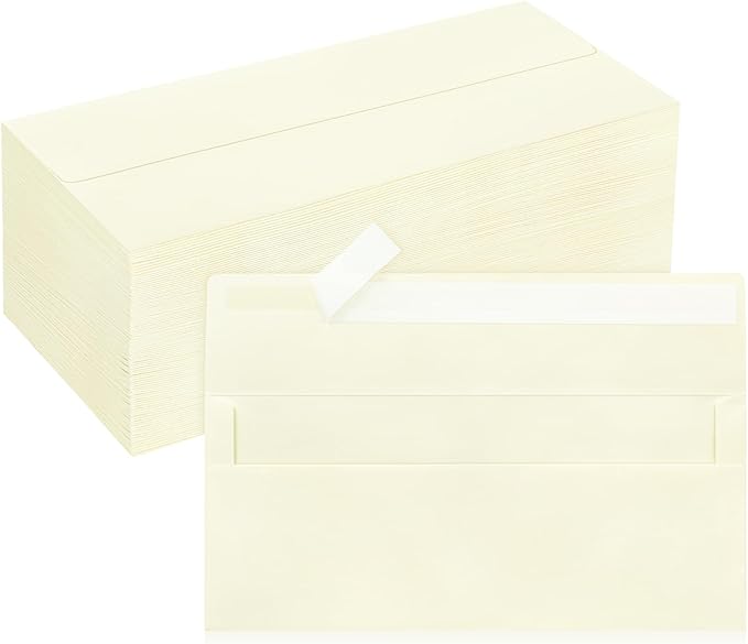 200 Pack #10 Business Envelopes, Ivory Standard Envelopes Self Seal, Letter Size Business Mailing Envelopes for Checks Letters Invoices Statements Birthday Graduation Wedding, 4 1/8 x 9 1/2 Inch