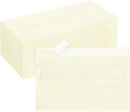 200 Pack #10 Business Envelopes, Ivory Standard Envelopes Self Seal, Letter Size Business Mailing Envelopes for Checks Letters Invoices Statements Birthday Graduation Wedding, 4 1/8 x 9 1/2 Inch