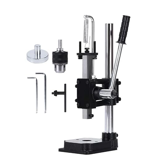 Leather Hole Puncher Hand Punching Machine Manual Press Puncher Punch Tools for DIY Leather Craft Punching Holes with Drill Chuck (B - Square Head)