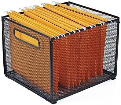 SETTFRFE Letter Size Hanging Folder Organizer,Metal Mesh Hanging File Folder Box,Office File Baskets,Black