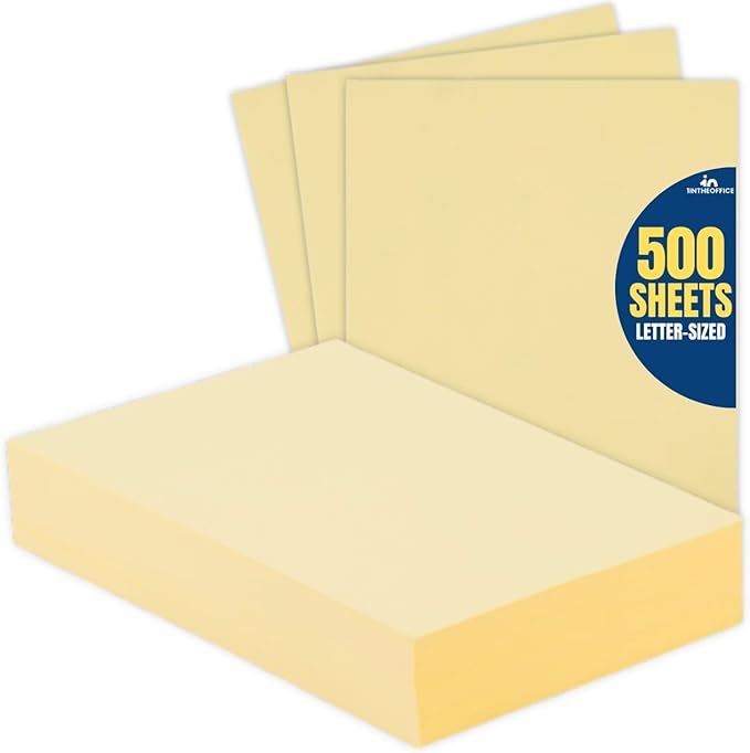 1InTheOffice Colored Copy Paper 8.5x11, Yellow Colored Copy Paper, Printer Paper, 20lb Density, Letter Size, 500 Sheets