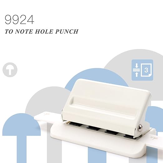 Pssopp Mushroom 4 Holes Puncher, Handheld DIY Punch Paper Cutter with Ruler 3 Sheets Punch Capacity for Discbound Notebooks Planners (White)