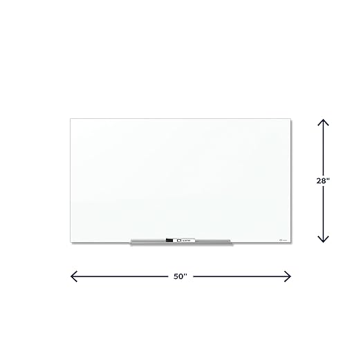 Quartet Glass Whiteboard, Magnetic Dry Erase Board, Wall Mounted Whiteboard for Office, School and Home, 50"W x 28"H, White (G5028IMW)