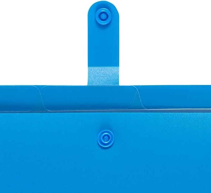 JAM PAPER Slim Expanding File Folder - 5 Pocket Plastic File Folder – Snap Closure - 9 x 11 1/2 - Blue - Sold Individually