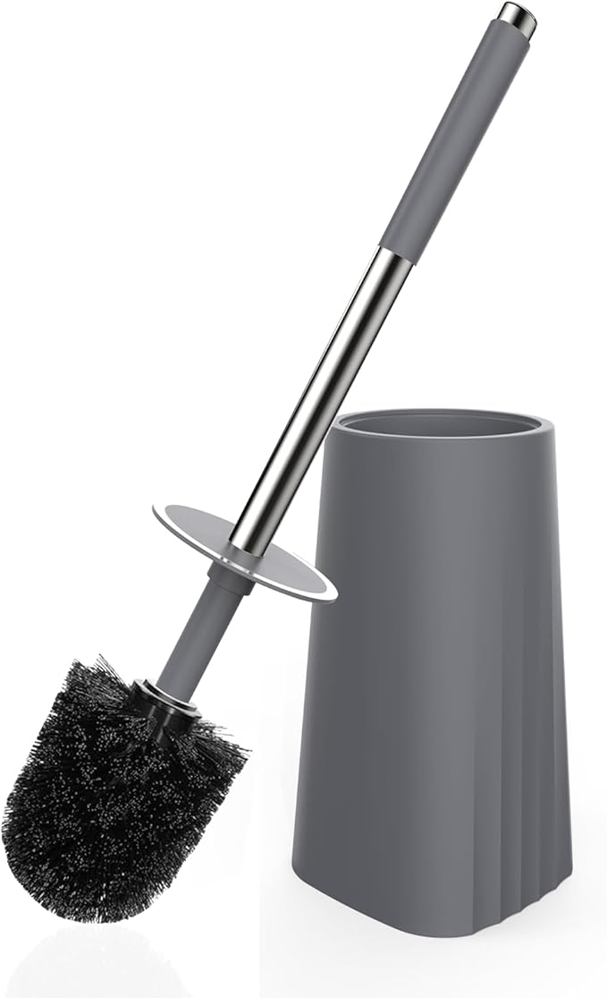 SetSail Toilet Brush, Compact Size Toilet Bowl Brush and Holder Toilet Brushes for Bathroom with Stainless Steel Handle Toilet Cleaner Brush with Durable Scrubbing Bristles, Grey