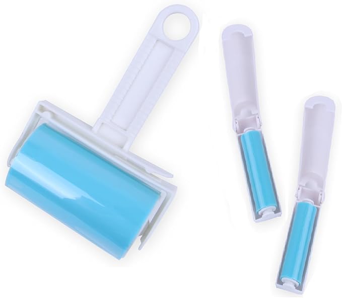 iLifeTech Reusable Lint Roller Sticky Picker Set Cleaner Lint Roller Pet Hair Remover Brush for Bed, Carpet, Sofa Medium Size + 2 Travel Size