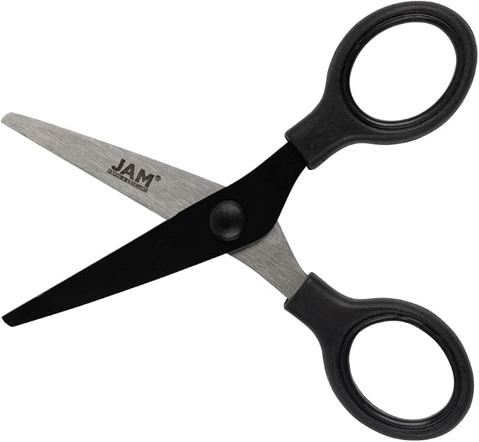 JAM PAPER Multi Purpose Scissors Set - Black - Assorted Sizes - Ergonomic Handle & Stainless Steel Pointed Tip Blades - 3/Pack