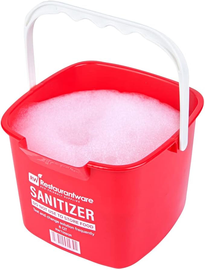 Restaurantware RW Clean 8 Quart Cleaning Bucket 1 Detergent Square Bucket - With Measurements Built-In Spout And Handle Red Plastic Utility Bucket For Home Or Commercial Use