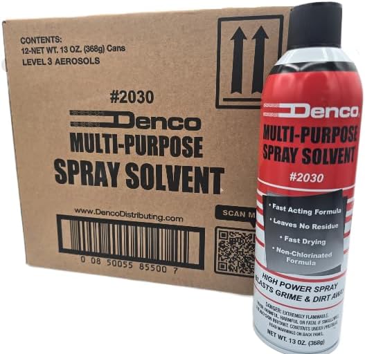 #2030 Denco Multi-Purpose Spray Solvent - Aerosol - Cuts Grime, Dirt, Grease, and Oily Debris - High Power Spray - Non-Chlorinated - Low Odor - Fast Acting - 13oz Net Wt - 12 Per Case (24)