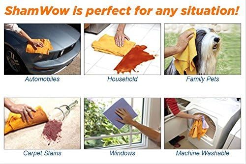 ShamWow Original Super Absorbent Multi-Purpose Cleaning Shammy Chamois Towel Cloth - Holds 10X its Weight in Liquid - Machine Washable - Will Not Scratch (8 Pack: 4 Large Orange & 4 Small Blue).