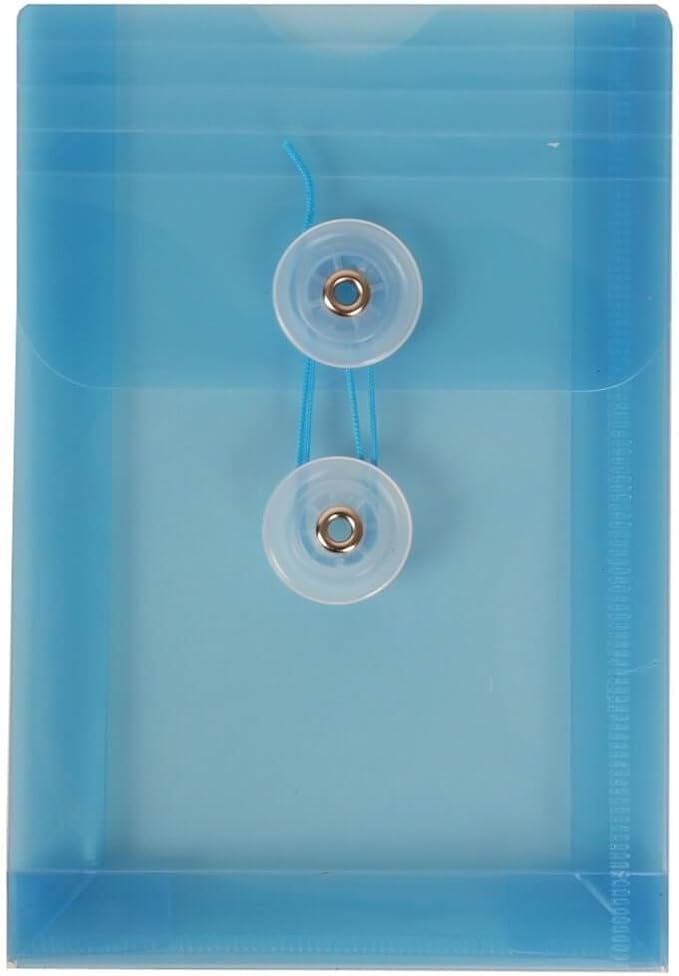 JAM PAPER Plastic Envelopes with Button & String Tie Closure - 4 1/4 x 6 1/4 - Assorted Colors - 6/Pack