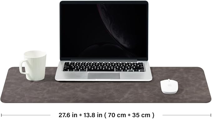 Distressed Leather Desk Mat - Non-Slip PU Desk Pad for Office and Home - Desk Organization and Accessories - Ideal for Large Mouse Pad and Desk Mats on Top of Desks(Slate Gray,27.6"x 13.8")