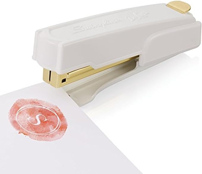Swingline Vintage Stapler, 20 Sheet Capacity, Jam Free, Compact, Built-In Staple Remover, Metal, White and Gold (S7042301AZ)