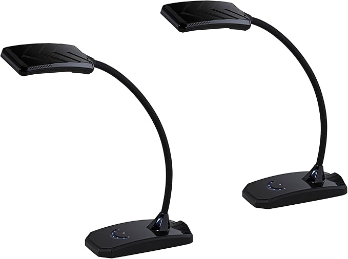 360 Lighting Ricky 13 3/4" High Small Modern Desk Lamps Set of 2 USB Ports LED Gooseneck Black Shade Home Office Living Room Charging Bedroom Bedside Nightstand House Reading Kitchen Entryway