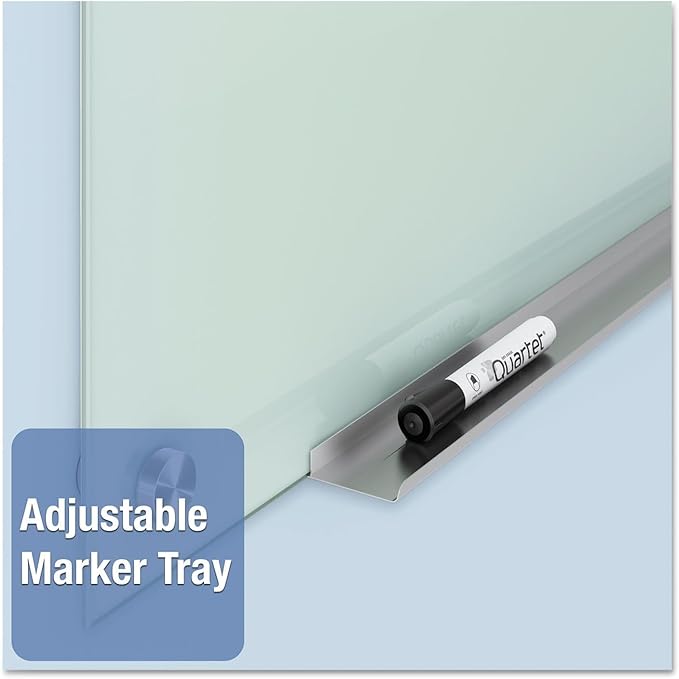 Quartet Whiteboard, Glass Dry Erase Board, Non-Magnetic, 36"W x 24"H, Infinity Frameless Mounting, Frosted Surface, Accessory Tray, and 1 Dry Erase Marker (G3624F)