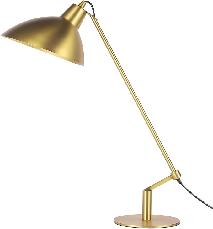 Desk Lamp Modern Industrial 100% Metal Table Lamp 22", Soft White Light (3000K) with Adjustable Switch, Ideal for Office Bedroom Study Room Living Room Nightstand Bedside Lamps Brass