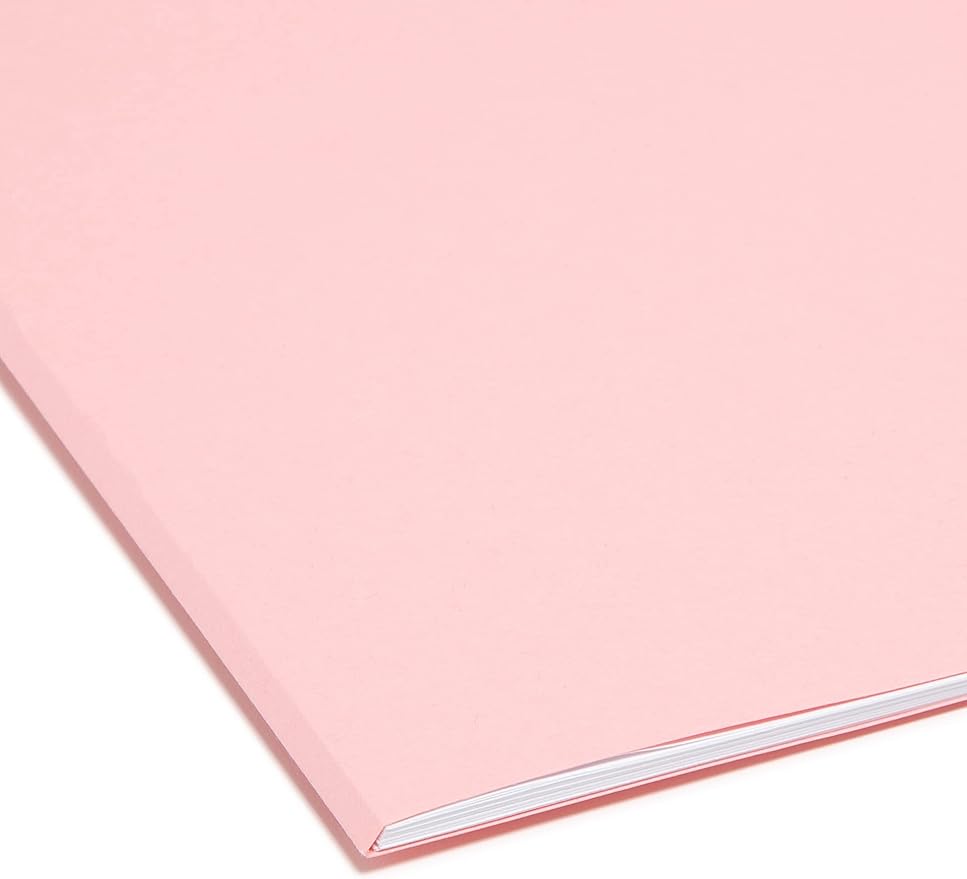 Smead File Folder, Reinforced 1/3-Cut Tab, Legal Size, Pink, 100 per Box (17634)