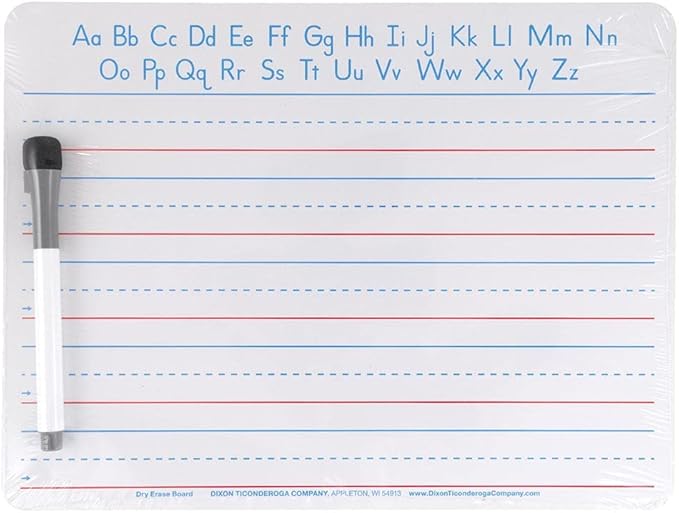 Pacon Handwriting Whiteboard Dry Erase Set, 2-Sided, Ruled/Plain, with Marker/Eraser, 9" x 12"