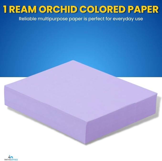 1InTheOffice Purple Copy Paper, Orchid, 8.5 x 11 inch Letter Size, 20lb Density, (500 Sheets)