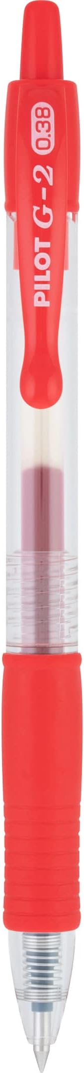 Pilot G2 Premium Gel Roller Pens, Ultra Fine Point 0.38 mm, Red Pens, Pack of 12 - Ideal for School, Journaling & Office Writing