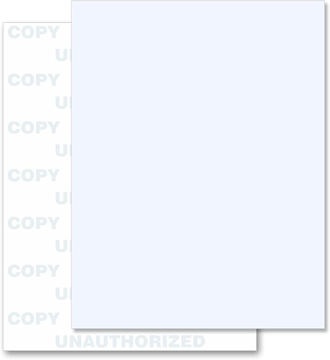 NextDayLabels Blue Security Paper – Multi-Purpose – UNAUTHORIZED COPY – Fraud Prevention – Laser & Inkjet Printer Compatible – 8.5" x 11“ – 24 lb – 100 Sheets