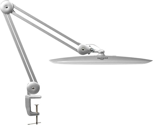 LED Desk Lamp with Clamp, Dimming Task Lamp for Reading Desktop Office Workbench Table Architect Sewing Study Home Craft, 117PCS LEDs, 2200 Lumens 20 Inch Metal Swivel Arm Work Lamp (Silver)