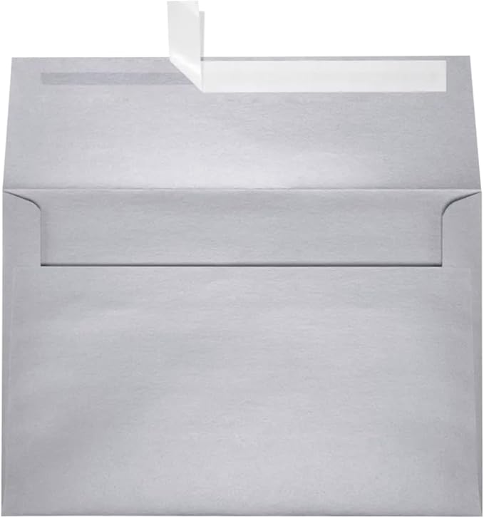 LUXPaper A8 Invitation Envelopes | Peel & Press | 5 1/2" x 8 1/8" | Silver Metallic | 80lb. Text | 50 Qty