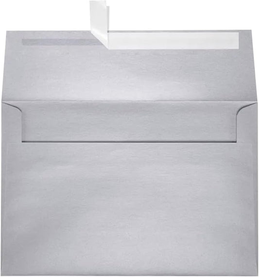 LUXPaper A8 Invitation Envelopes | Peel & Press | 5 1/2" x 8 1/8" | Silver Metallic | 80lb. Text | 50 Qty