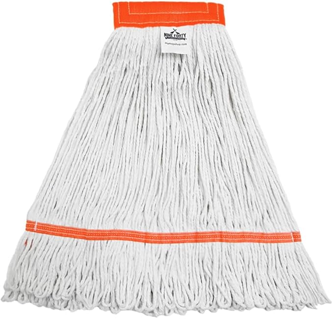 Nine Forty 2-Pack Industrial and Commercial-Grade Looped End Wet Mop Head Refill - Heavy Duty 20 Inch 4-Ply Premium Synthetic Yarn - for Optimal Absorption and Durability - White (2 Pack, Large)