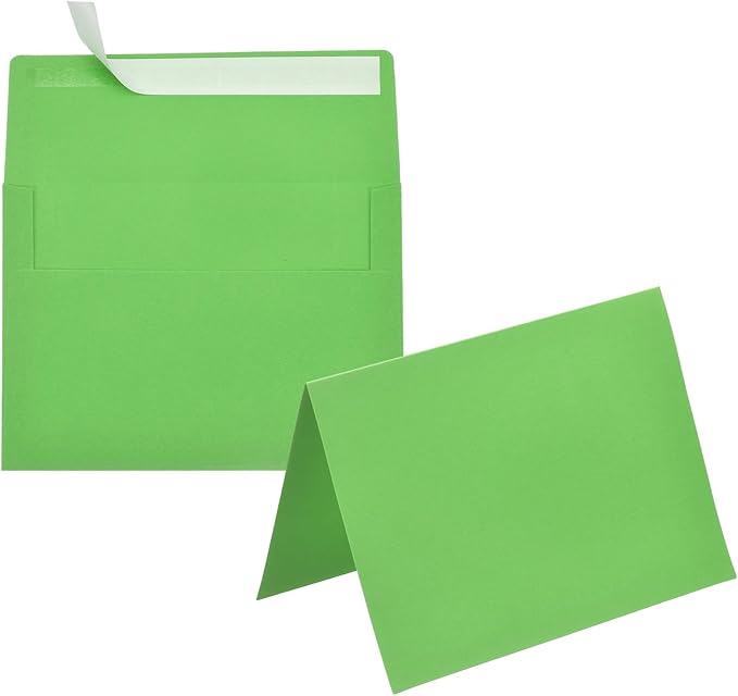 PATIKIL 50Pack Grass Green 4x6 Blank Cards and Envelopes, Self Seal A6 Envelopes with Folded Cardstock Small for Greeting Cards Wedding Greeting Birthday Invitations Letter Mailing
