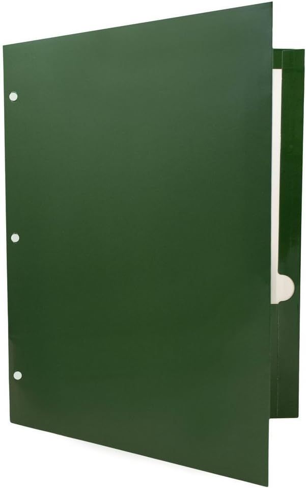 JAM PAPER Laminated Two Pocket Glossy 3 Hole Punch School Folders - Letter Size - High Gloss Green - Bulk 100/Box