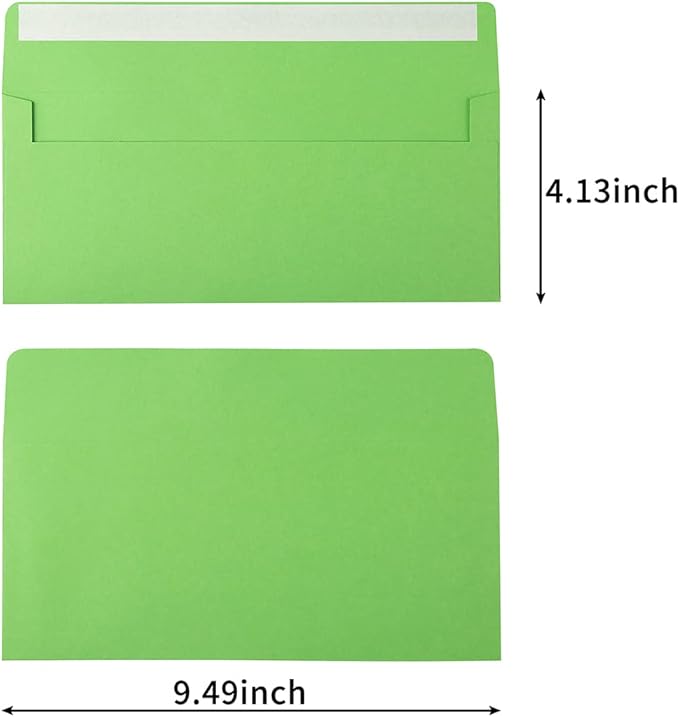 100 Pack Colorful #10 Business Envelopes Self Seal Standard Envelopes for Office Checks, Business, Letter Mailing Invoices, 4.13 x 9.49 Inches (Colorful)