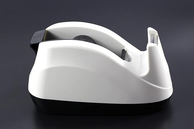 Heavy Base Nonskid Desk Tape Dispenser One-Hand Dispensing (White)