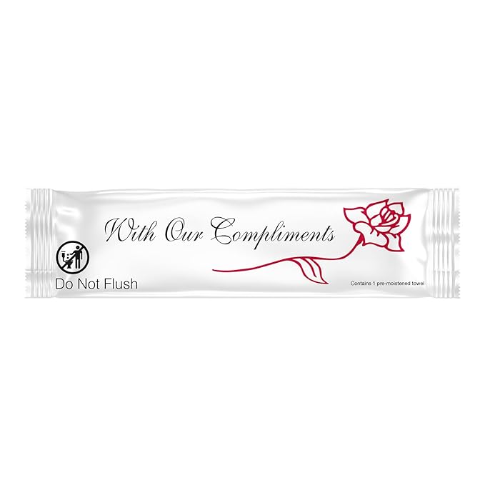 Diamond Wipes Pre-moistened Hand Wipes - “With Our Compliments” Logo 10x8” Extra Thick Lemon-Scented Pack of 250 Individually Wrapped Wet Wipes