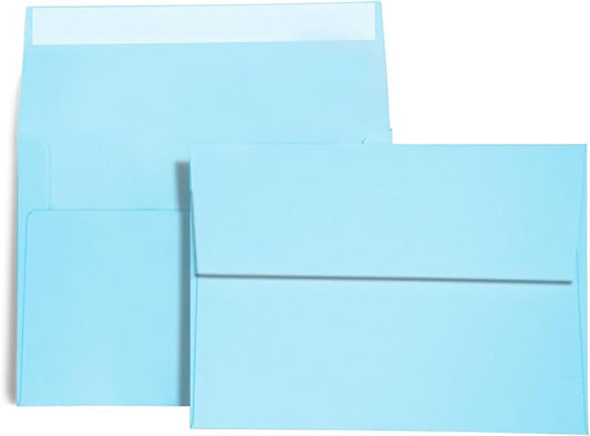 100 Pack A7 Baby Blue Invitation 5x7 Envelopes - Self Seal, Square Flap,Perfect for Baby Shower, 5x7 Cards, Weddings, Birthday, Invitations, Graduation, 5.25 x 7.25 Inches (Baby Blue)