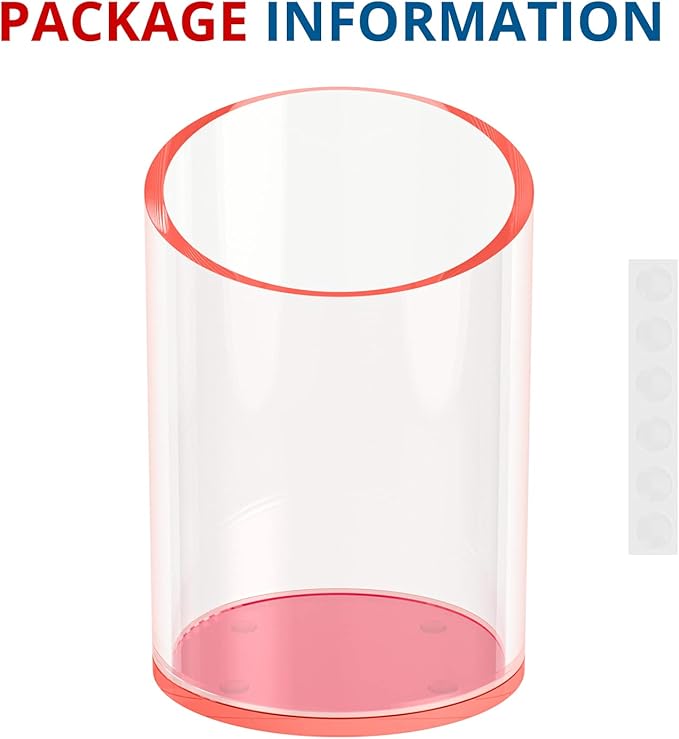 Pen Holder for Desk Organizer, Acrylic Makeup Brush Organizer Sanitizer Holder Pen and Pencil Holder for Office, Home, School, Neon Pink