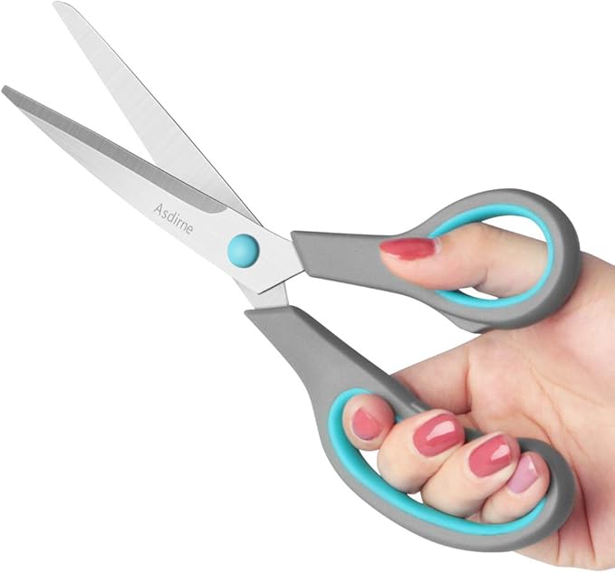 Scissors Set of 4, Premium Stainless Steel Razor Blades, Ergonomic Semi-Soft Rubber Grip, Suitable for School, Office and Family Daily Use, 9.6''/8.5''/6.4"/5.4", Blue&Gray