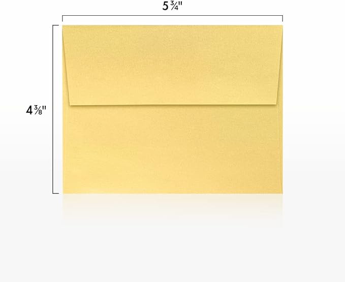 LUXPaper A2 Invitation Envelopes | Peel & Press | 4 3/8" x 5 3/4" | Gold Metallic | 80lb. Text | 50 Qty