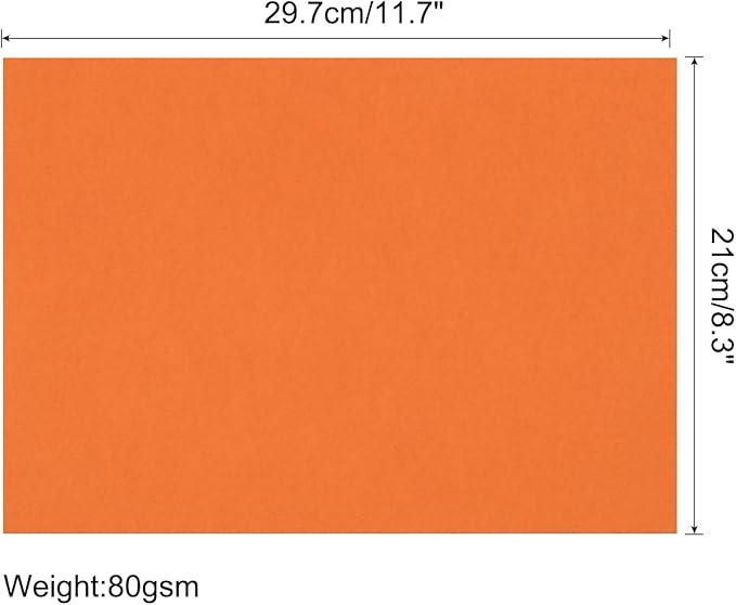 MECCANIXITY 125 Sheets A4 Colored Print Copy Paper 8.5" x 11" Origami Paper Printer Paper 80gsm for Printing, Document Copying, Art Craft, Orange